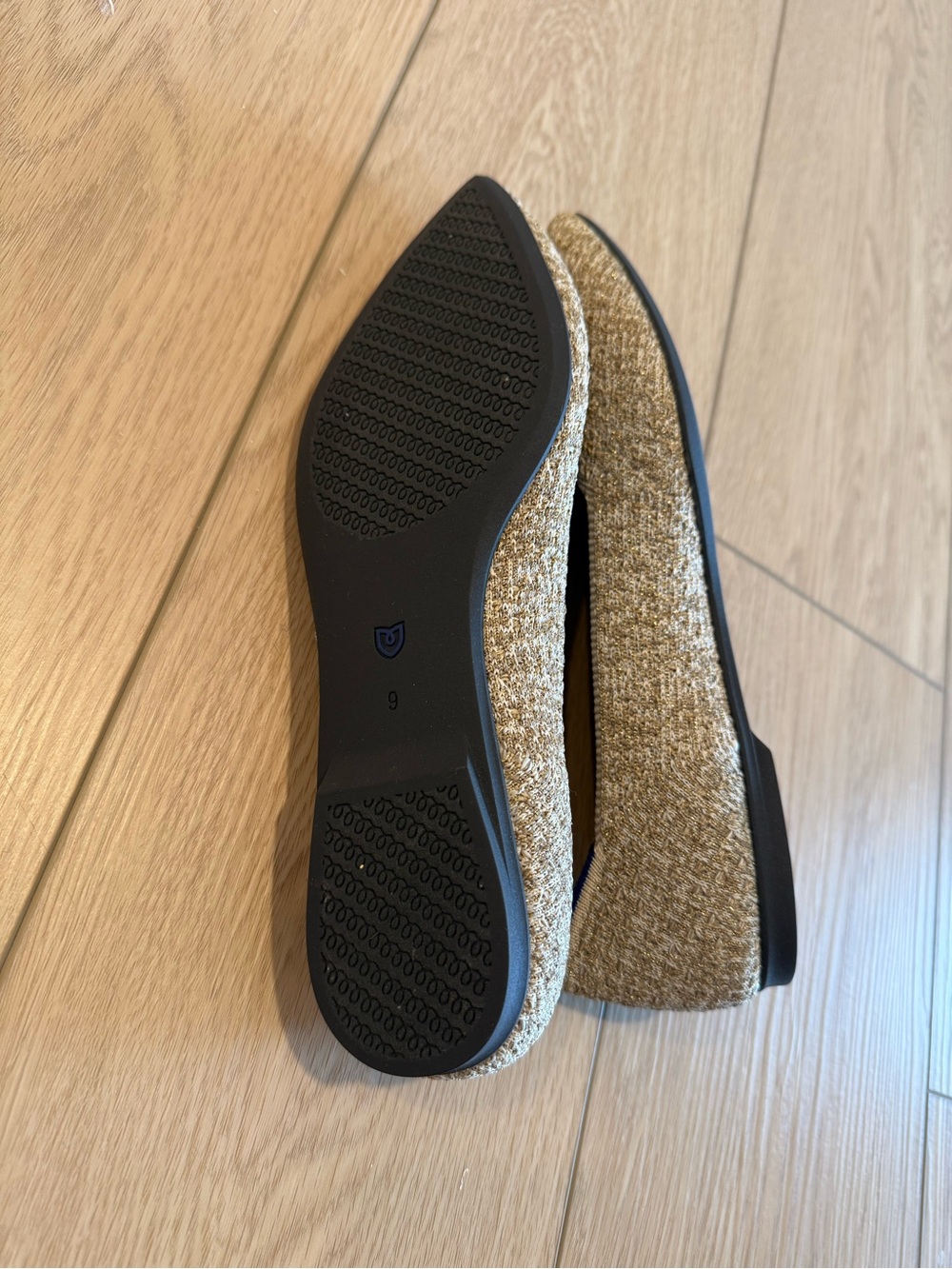 Rothy's Pointed Tweed Flats with Blue Heel Trim - Picture 6 of 6